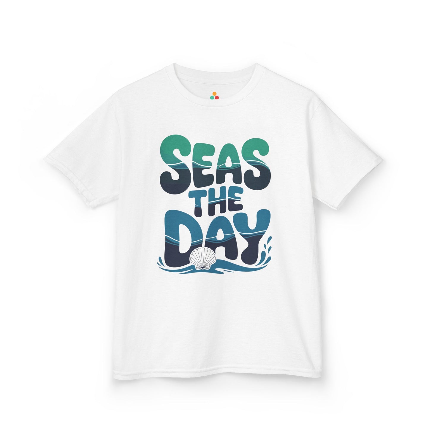 Seas The Day Ocean Wave Graphic Kids T-shirt | TEEZOCA summer beach quote graphic Kids tee
