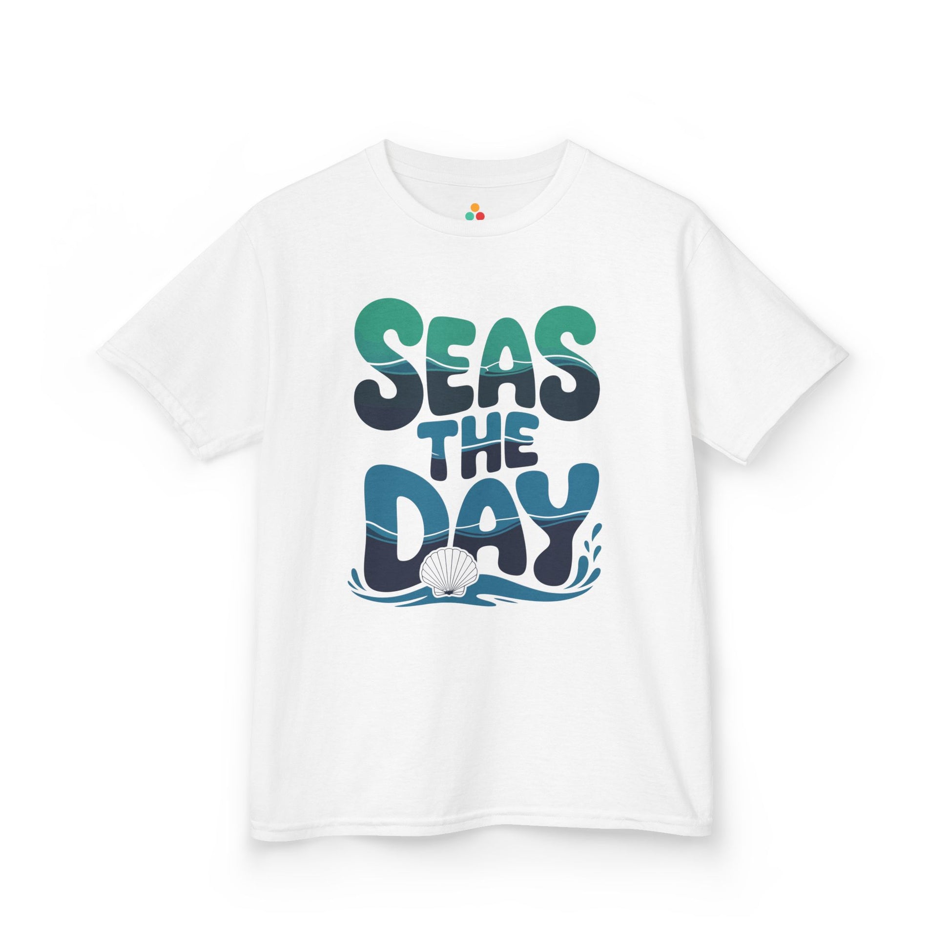 Seas The Day Ocean Wave Graphic Kids T-shirt | TEEZOCA summer beach quote graphic Kids tee