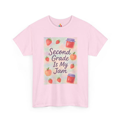 Second Grade Is My Jam Watercolor Light Pink TEEZOCA T-Shirt Cute Teacher Appreciation Gift for Women 