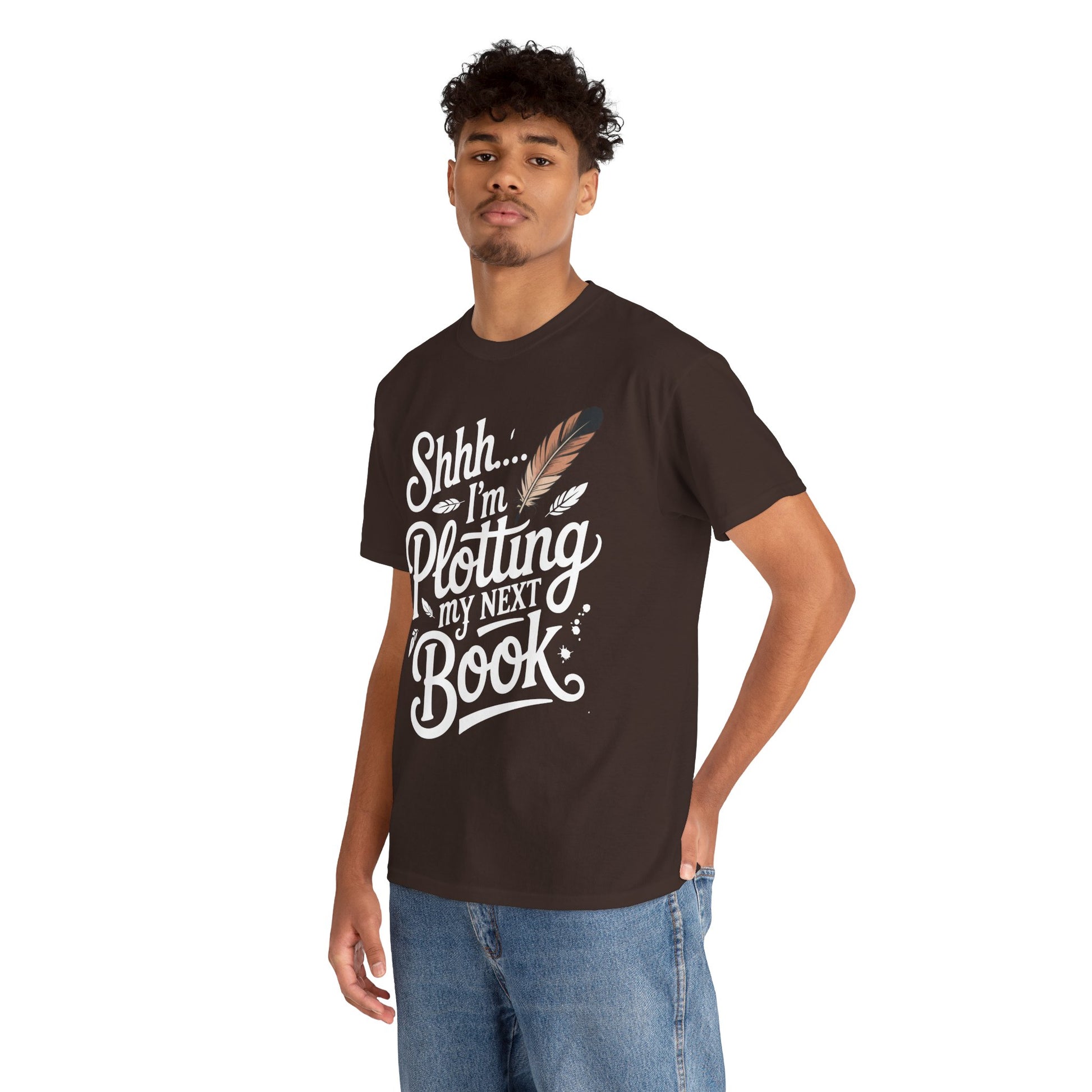 Shhh I'm Plotting My Next Book Unisex T-shirt for Readers | TEEZOCA book lover slogan Unisex T-shirt for creative minds