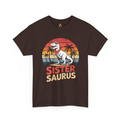 Sister Saurus Funny T-Shirt – Retro Dino Sister Tee | TEEZOCA 