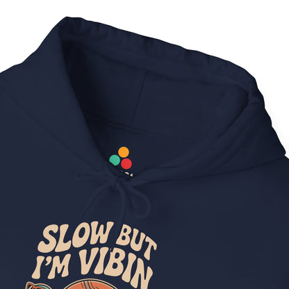 Slow But Vibin Turtle Graphic Unisex Heavy Blend Hoodie | TEEZOCA - TEEZOCA slow but vibin turtle graphic Unisex Heavy Blend Hoodie chill style
