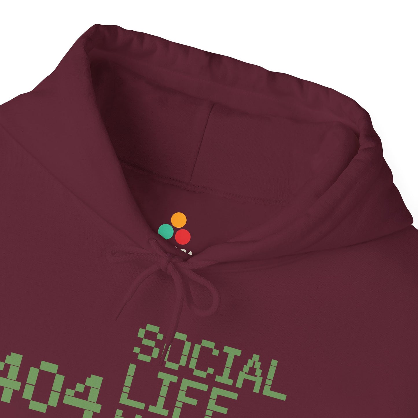 Social Life Not Found Unisex Heavy Blend Hoodie | TEEZOCA minimalist pixel text Unisex Heavy Blend Hoodie design