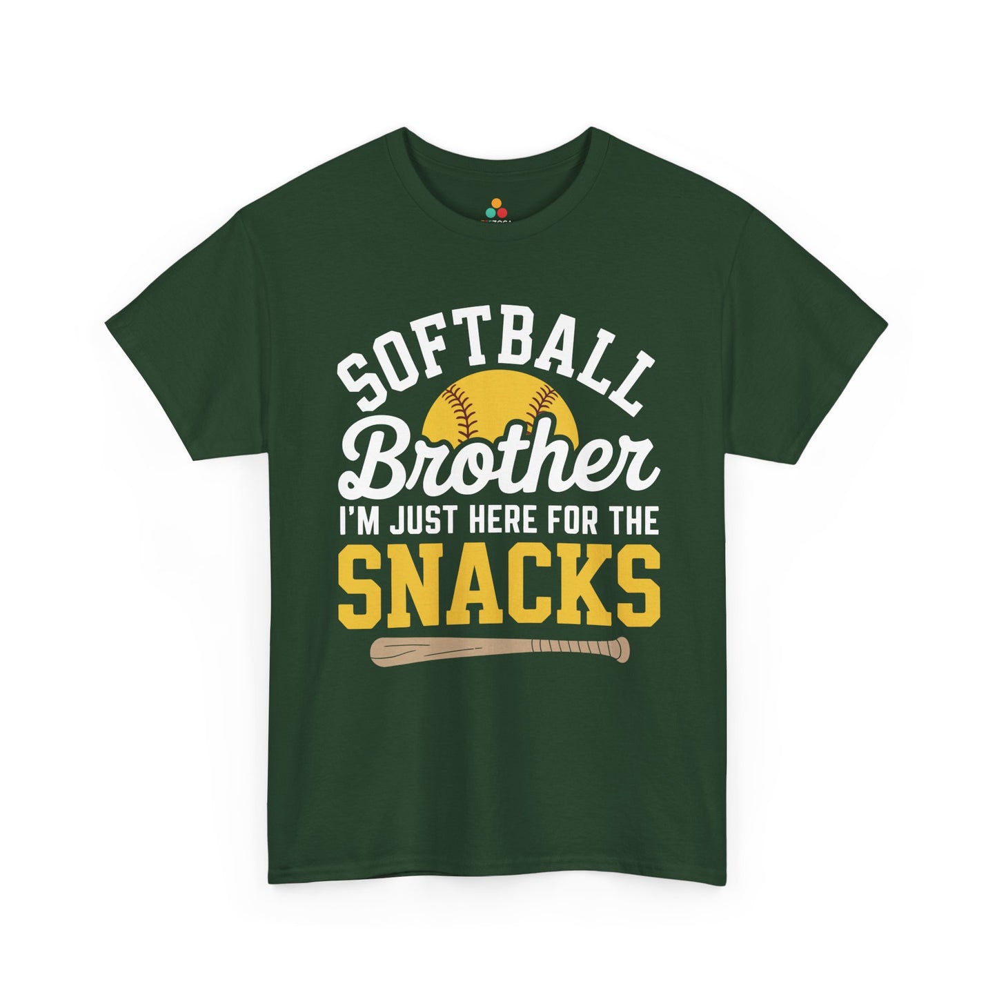 Softball brother shirt by TEEZOCA with bold game-day text and snack humor for brothers at the field.
