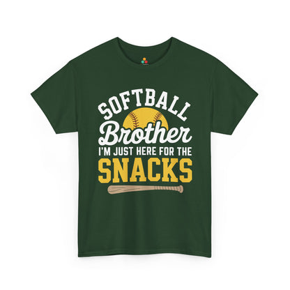 Softball brother shirt by TEEZOCA with bold game-day text and snack humor for brothers at the field.
