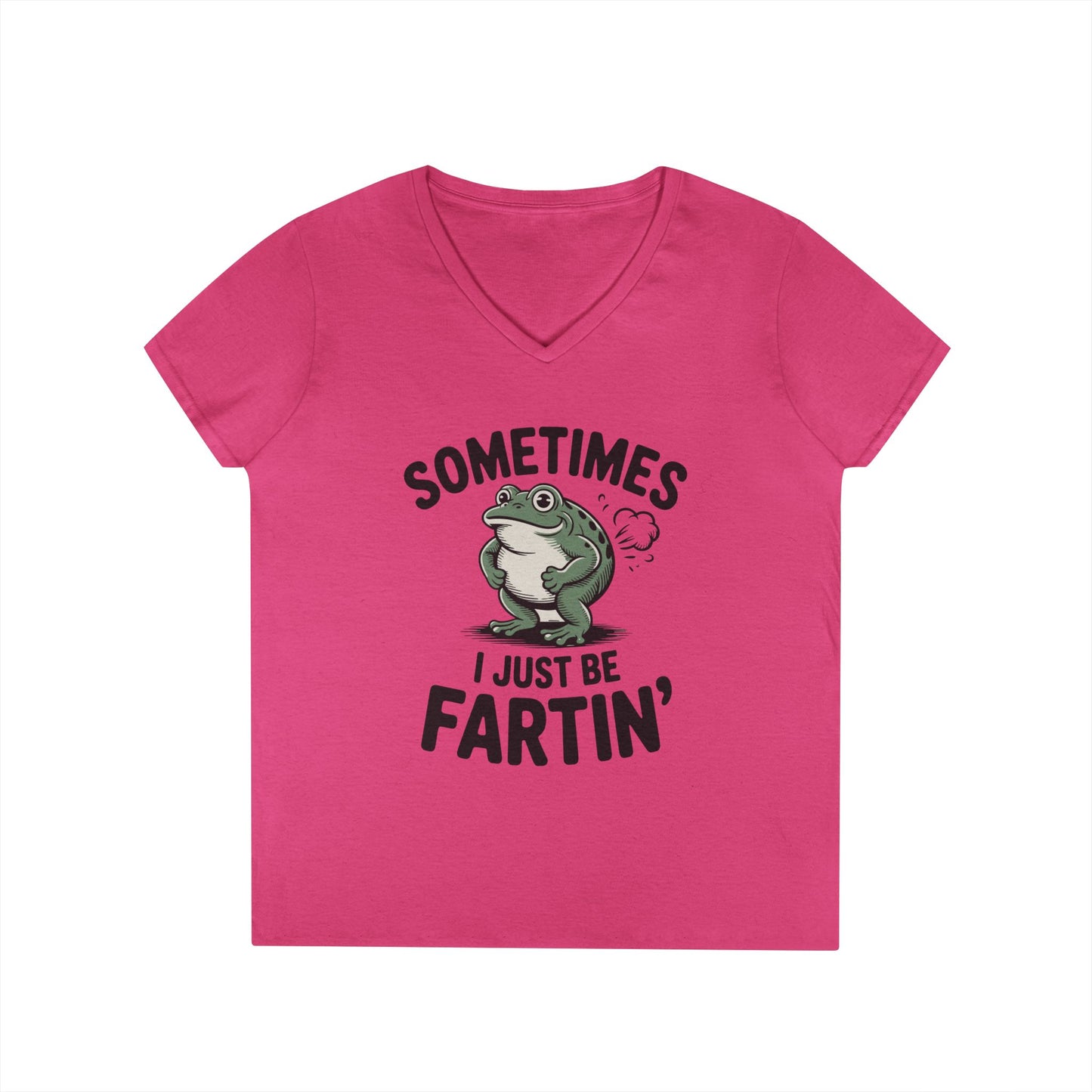 Sometimes I Just Be Fartin’ Frog Humor V-Neck T-Shirt for Women | TEEZOCA 