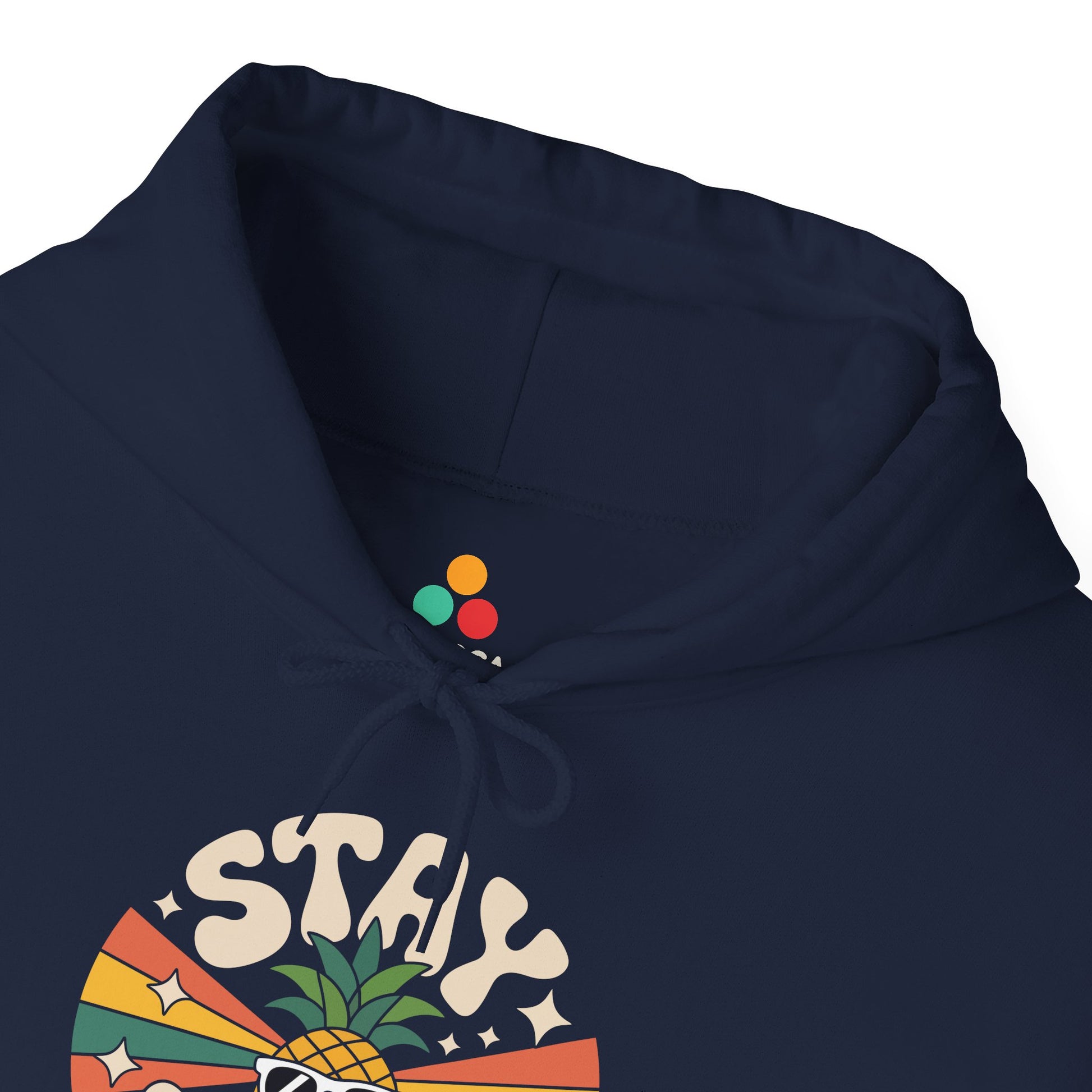 Stay Sweet Pineapple Graphic Unisex Heavy Blend Hoodie | TEEZOCA stay sweet slogan Unisex Heavy Blend Hoodie with colorful rays design
