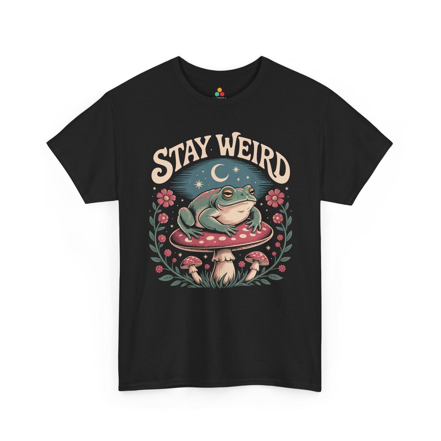 Stay Weird Frog  — Cute Retro Mushroom Graphic T-Shirt | TEEZOCA Stay Weird frog mushroom aesthetic Unisex T-shirt