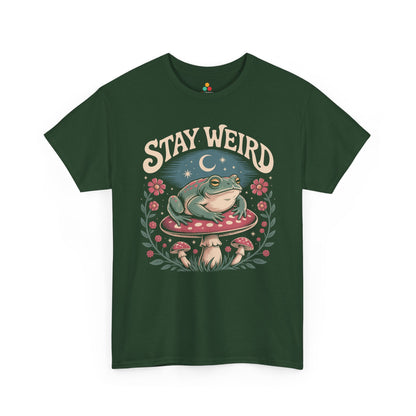 Stay Weird Frog  — Cute Retro Mushroom Graphic T-Shirt | TEEZOCA artistic frog mushroom illustration Unisex T-shirt