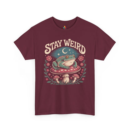 Stay Weird Frog  — Cute Retro Mushroom Graphic T-Shirt | TEEZOCA mystical forest frog artwork Unisex T-shirt