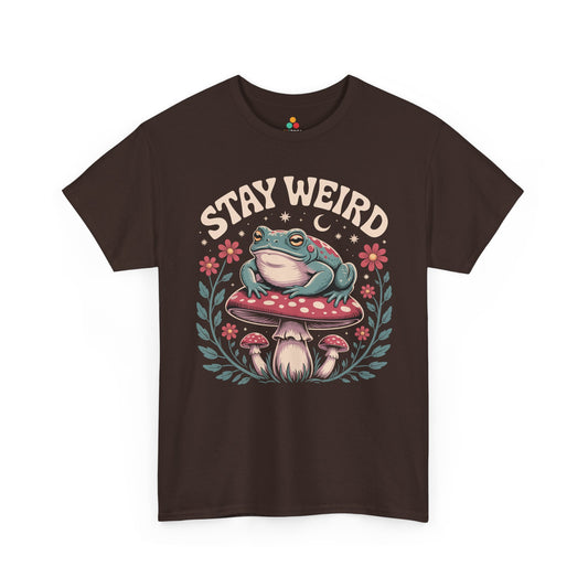 Stay Weird Frog Mushroom Cottagecore Unisex T-shirt | TEEZOCA Stay Weird frog mushroom cottagecore Unisex T-shirt