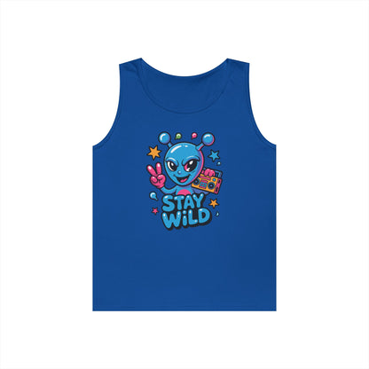 Stay Wild Alien Boombox Street Art Unisex Tank Top for Summer Vibes | TEEZOCA 