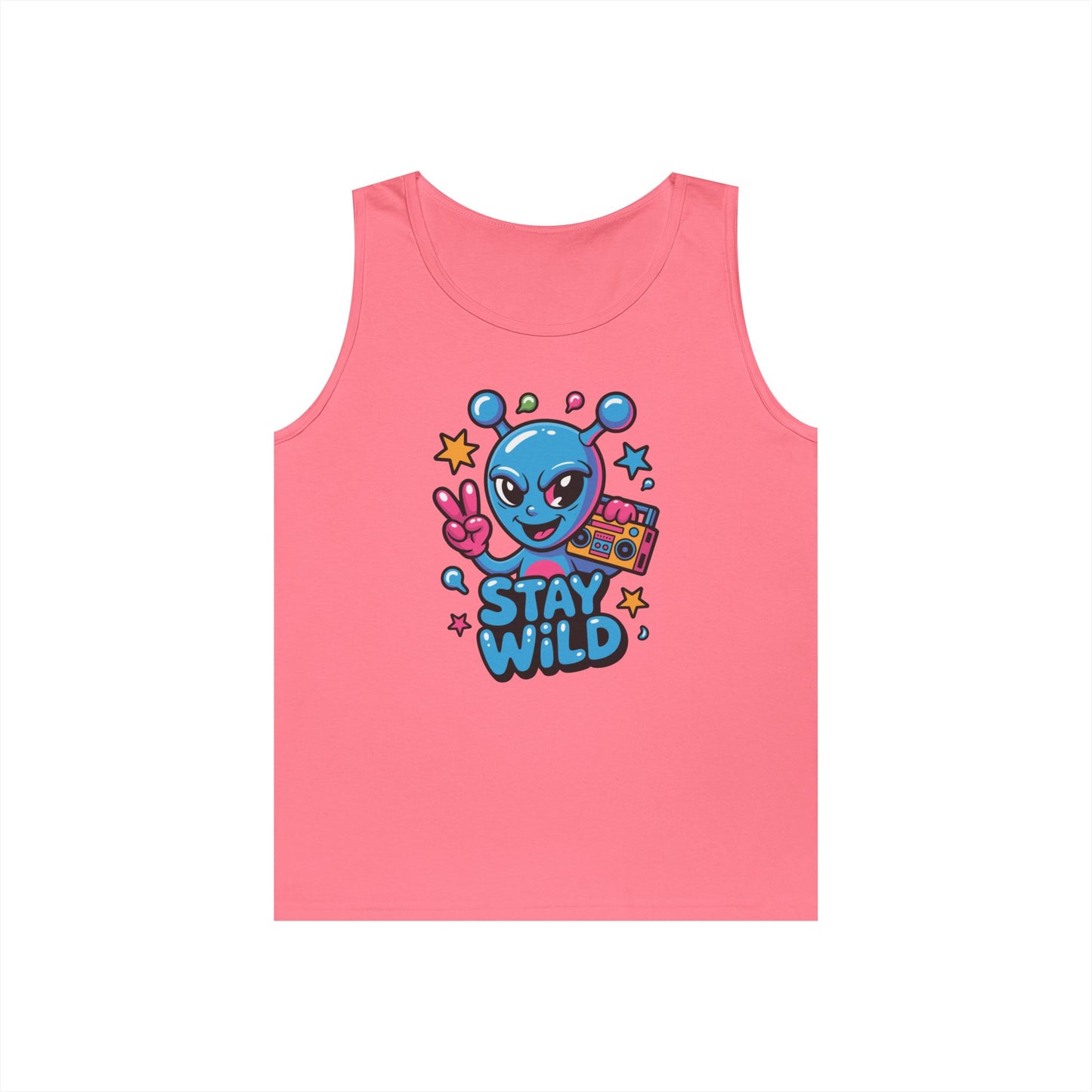 Stay Wild Alien Boombox Street Art Unisex Tank Top for Summer Vibes | TEEZOCA 