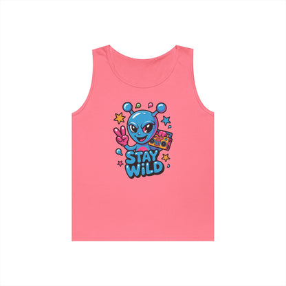 Stay Wild Alien Boombox Street Art Unisex Tank Top for Summer Vibes | TEEZOCA 
