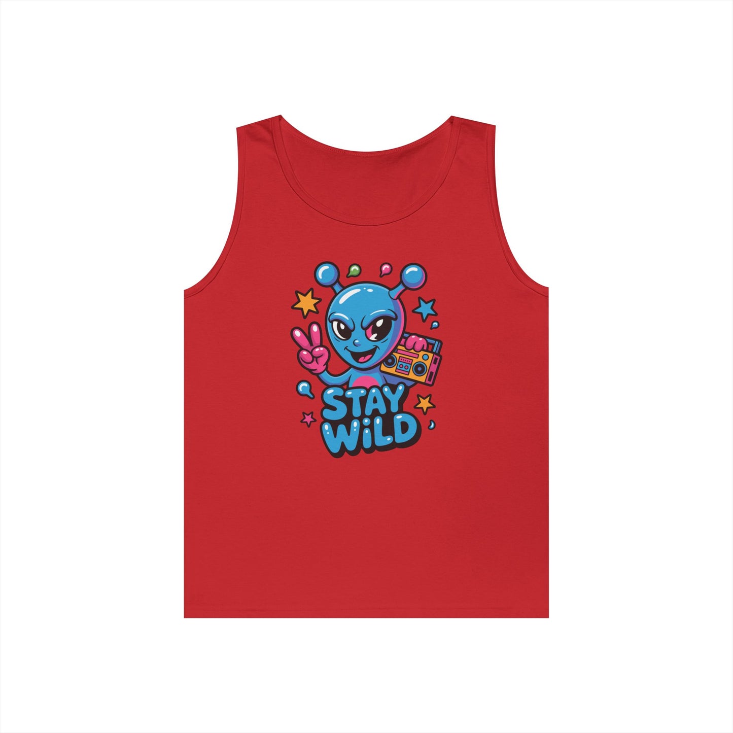 Stay Wild Alien Boombox Street Art Unisex Tank Top for Summer Vibes | TEEZOCA 