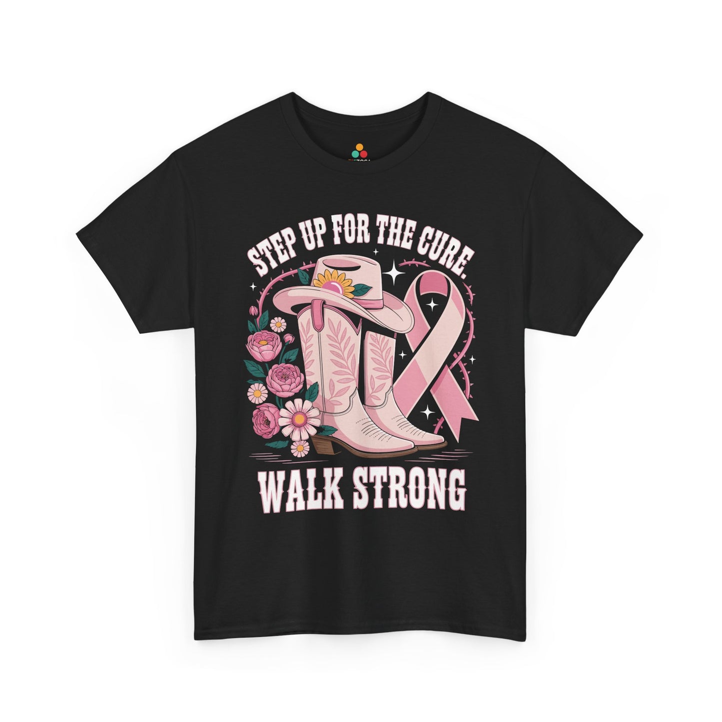 Step Up for the Cure Walk Strong Breast Cancer Awareness Unisex T-shirt | TEEZOCA 