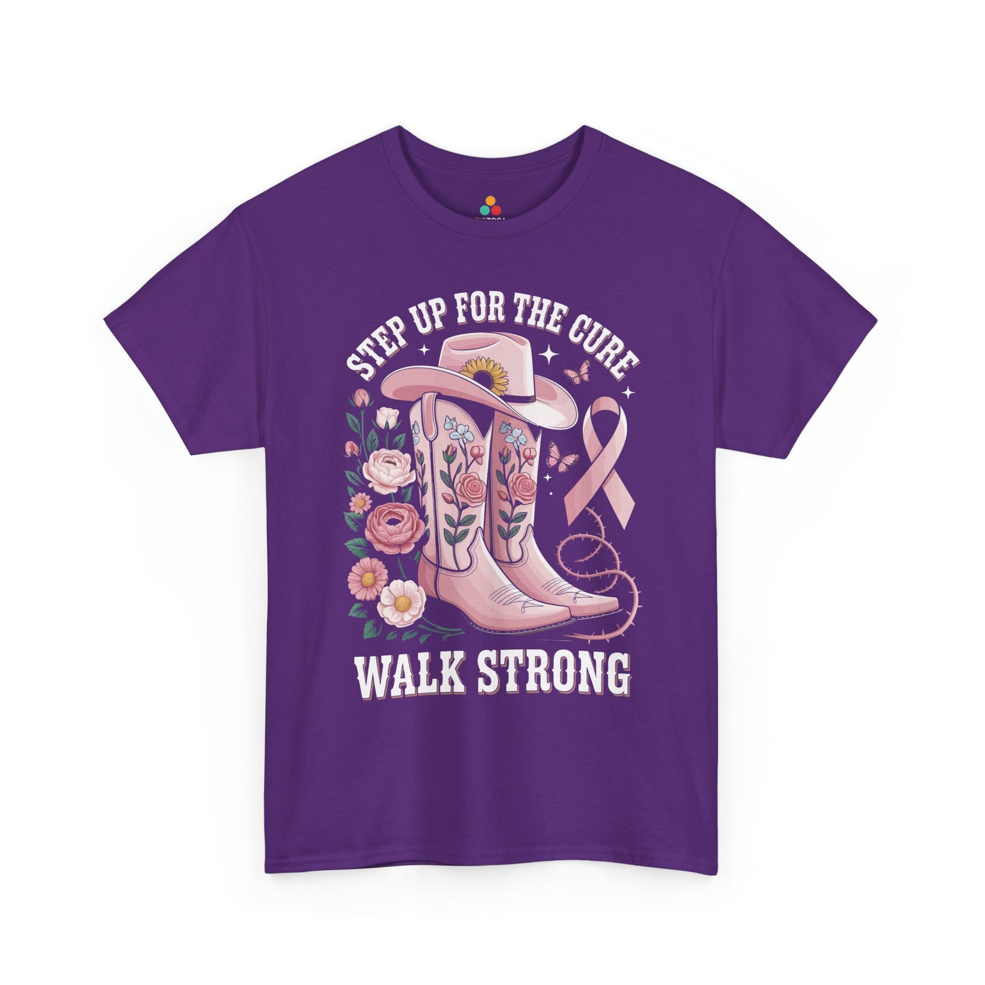 Step Up for the Cure Walk Strong Breast Cancer Awareness Unisex T-shirt | TEEZOCA 
