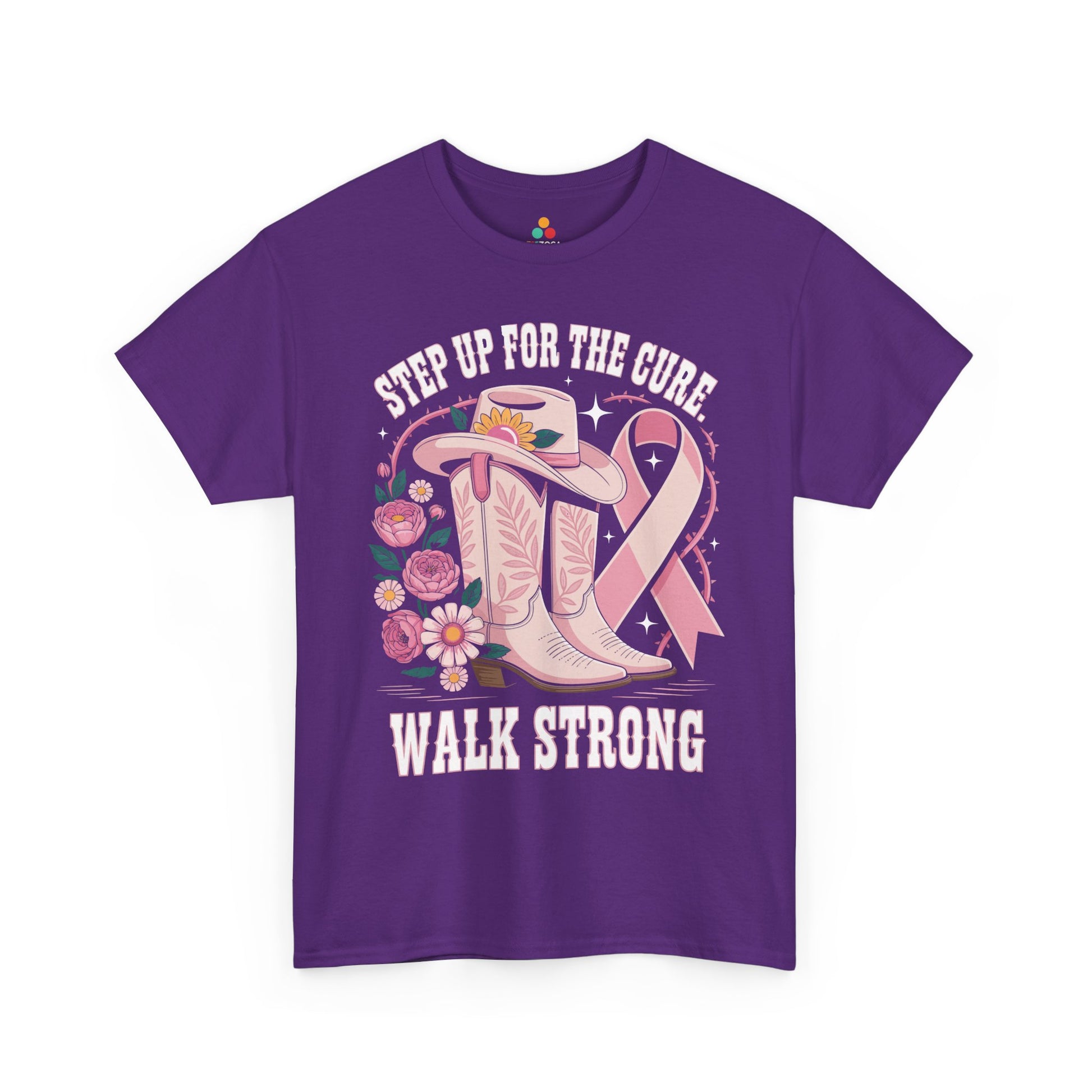 Step Up for the Cure Walk Strong Breast Cancer Awareness Unisex T-shirt | TEEZOCA 