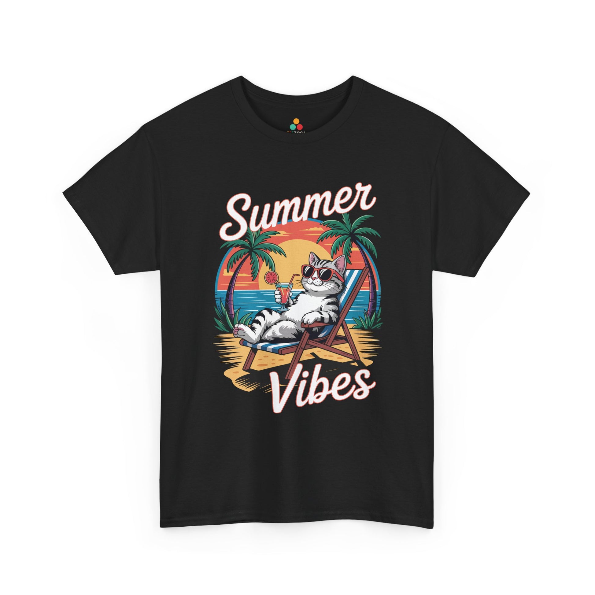 Summer Vibes Cat Graphic Unisex T-shirt for Beach Mood Style | TEEZOCA 
