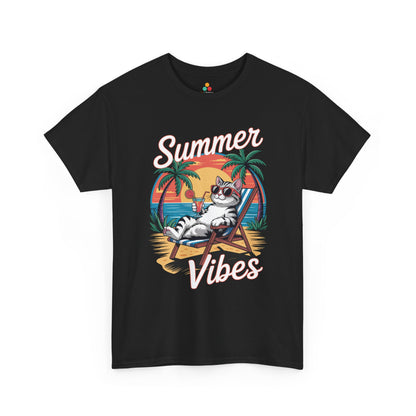 Summer Vibes Cat Graphic Unisex T-shirt for Beach Mood Style | TEEZOCA 