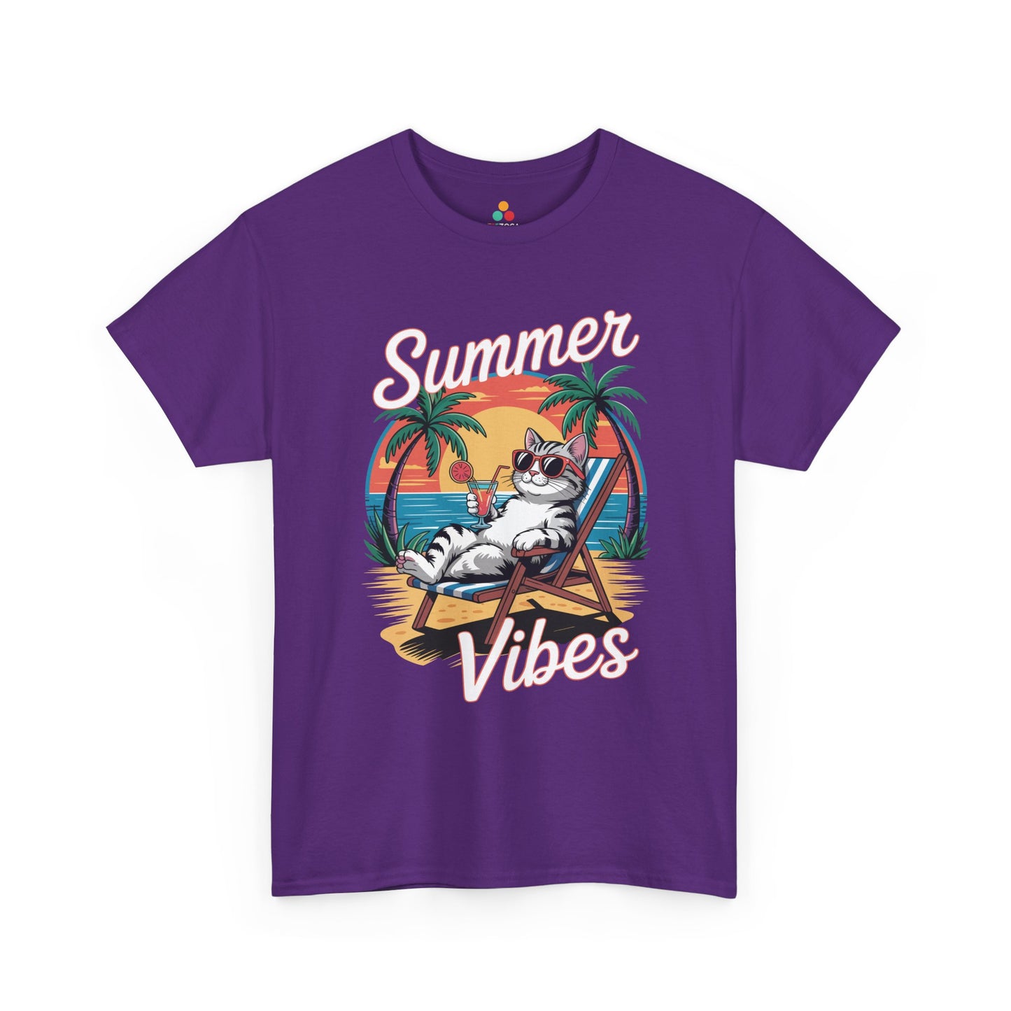 Summer Vibes Cat Graphic Unisex T-shirt for Beach Mood Style | TEEZOCA 