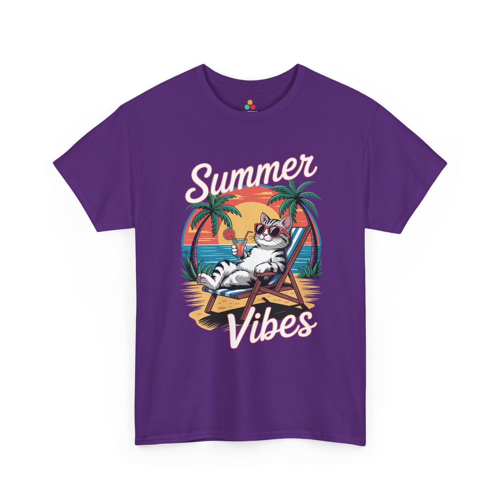 Summer Vibes Cat Graphic Unisex T-shirt for Beach Mood Style | TEEZOCA 