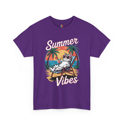 Summer Vibes Cat Graphic Unisex T-shirt for Beach Mood Style | TEEZOCA 