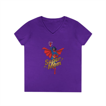Super Mom Empowerment Graphic V-Neck T-Shirt for Confident Women | TEEZOCA 