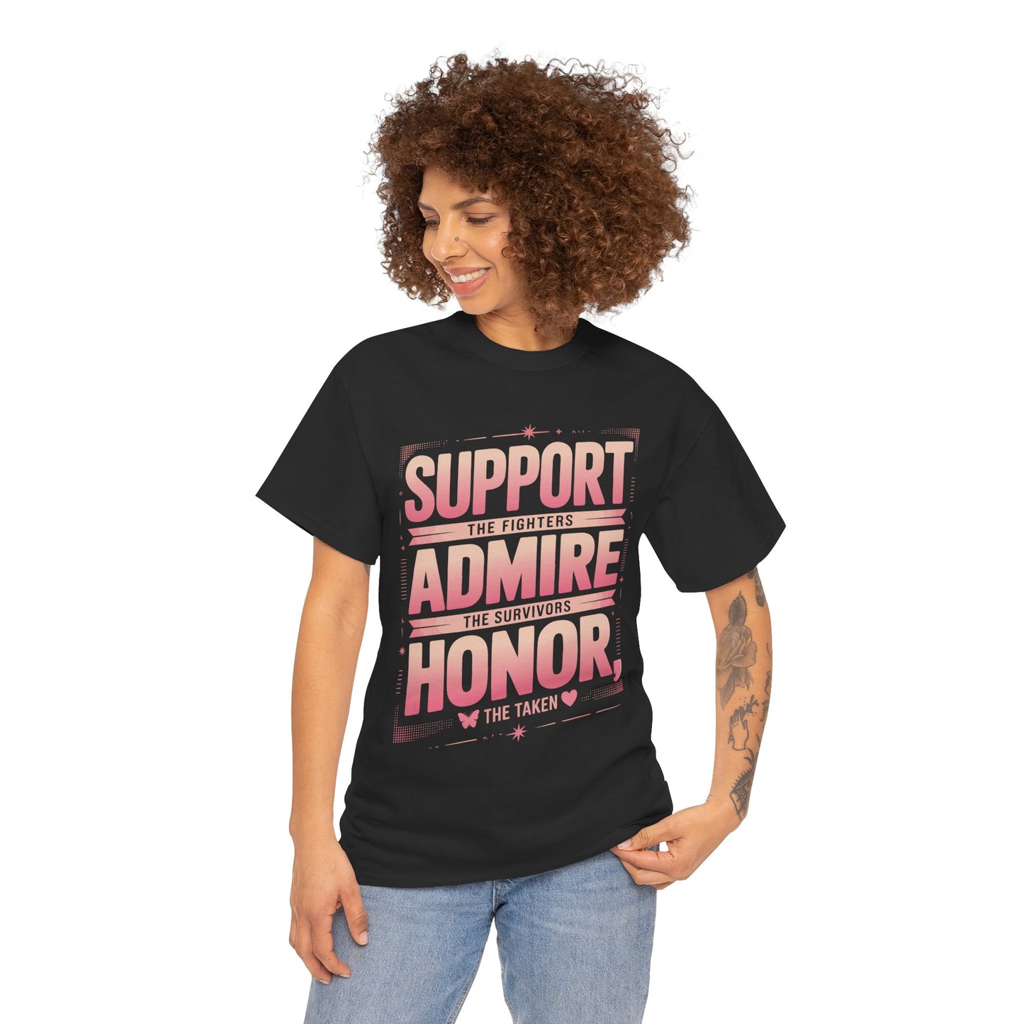 Support the Fighters Admire Survivors Honor Taken Breast Cancer Awareness Unisex T-shirt | TEEZOCA 