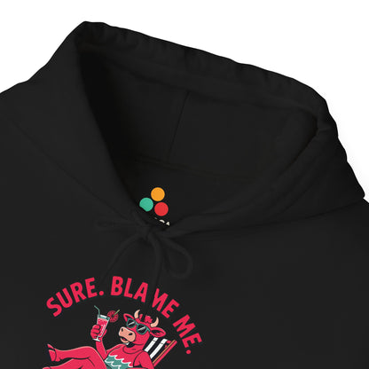 Sure Blame Me Funny Cow Graphic Heavy Blend Hoodie | TEEZOCA funny slogan cow design Unisex Heavy Blend Hoodie casual vibe