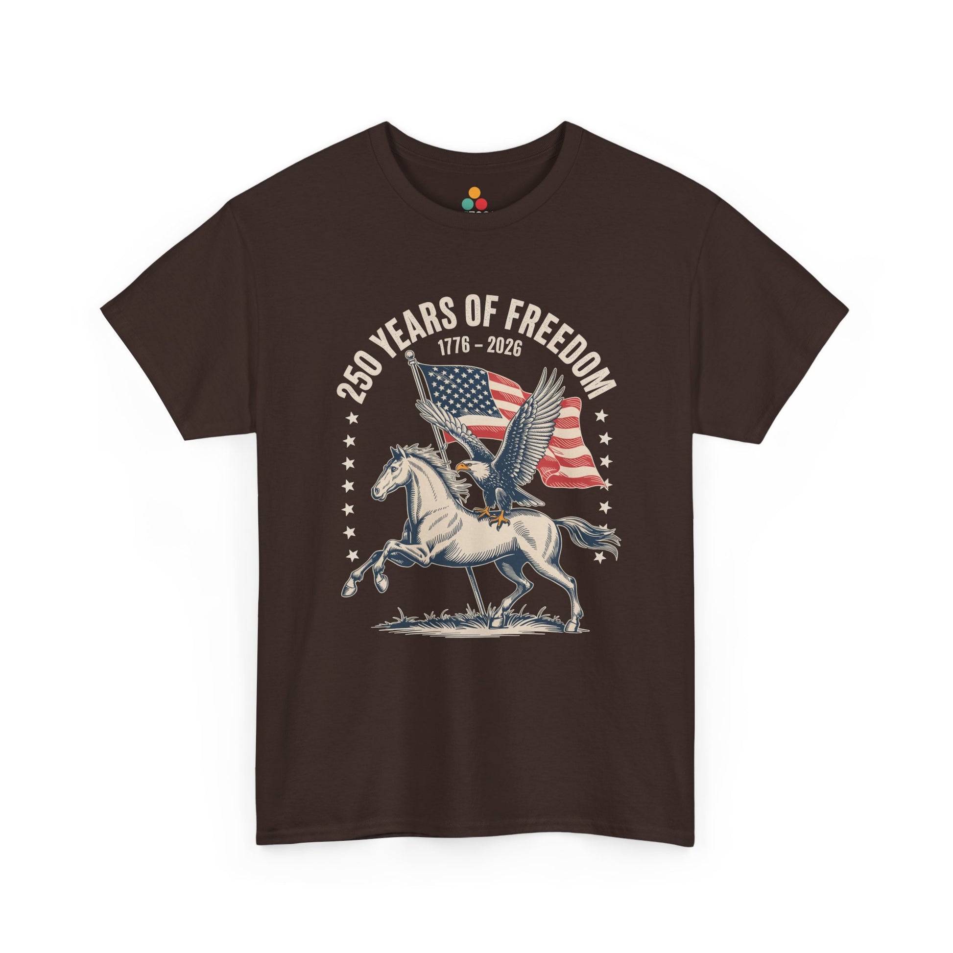 TEEZOCA 1776 2026 Shirt t-shirt showing a white horse, flying eagle, and 4th of July 2026 Shirt anniversary theme.
