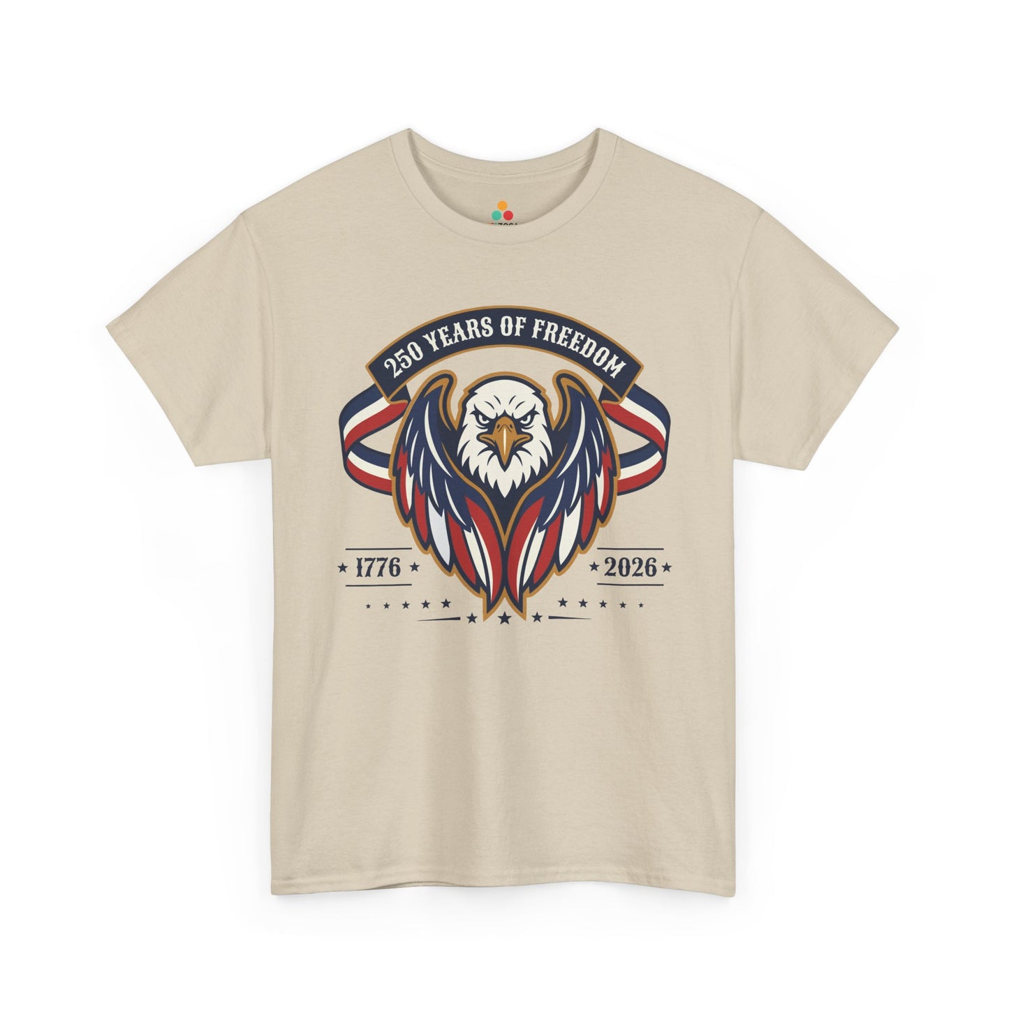 TEEZOCA 250 Years of Freedom Shirt t-shirt with an American Flag Shirt look, eagle head, stars, and 1776 to 2026 artwork.

