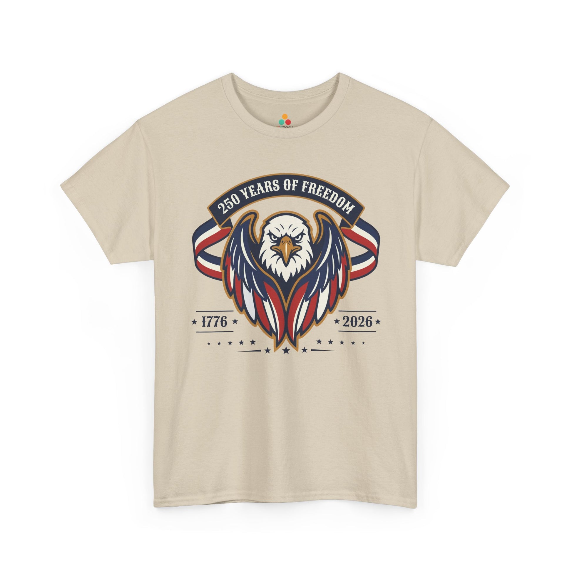 TEEZOCA 250 Years of Freedom Shirt t-shirt with an American Flag Shirt look, eagle head, stars, and 1776 to 2026 artwork.
