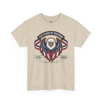 TEEZOCA 250 Years of Freedom Shirt t-shirt with an American Flag Shirt look, eagle head, stars, and 1776 to 2026 artwork.

