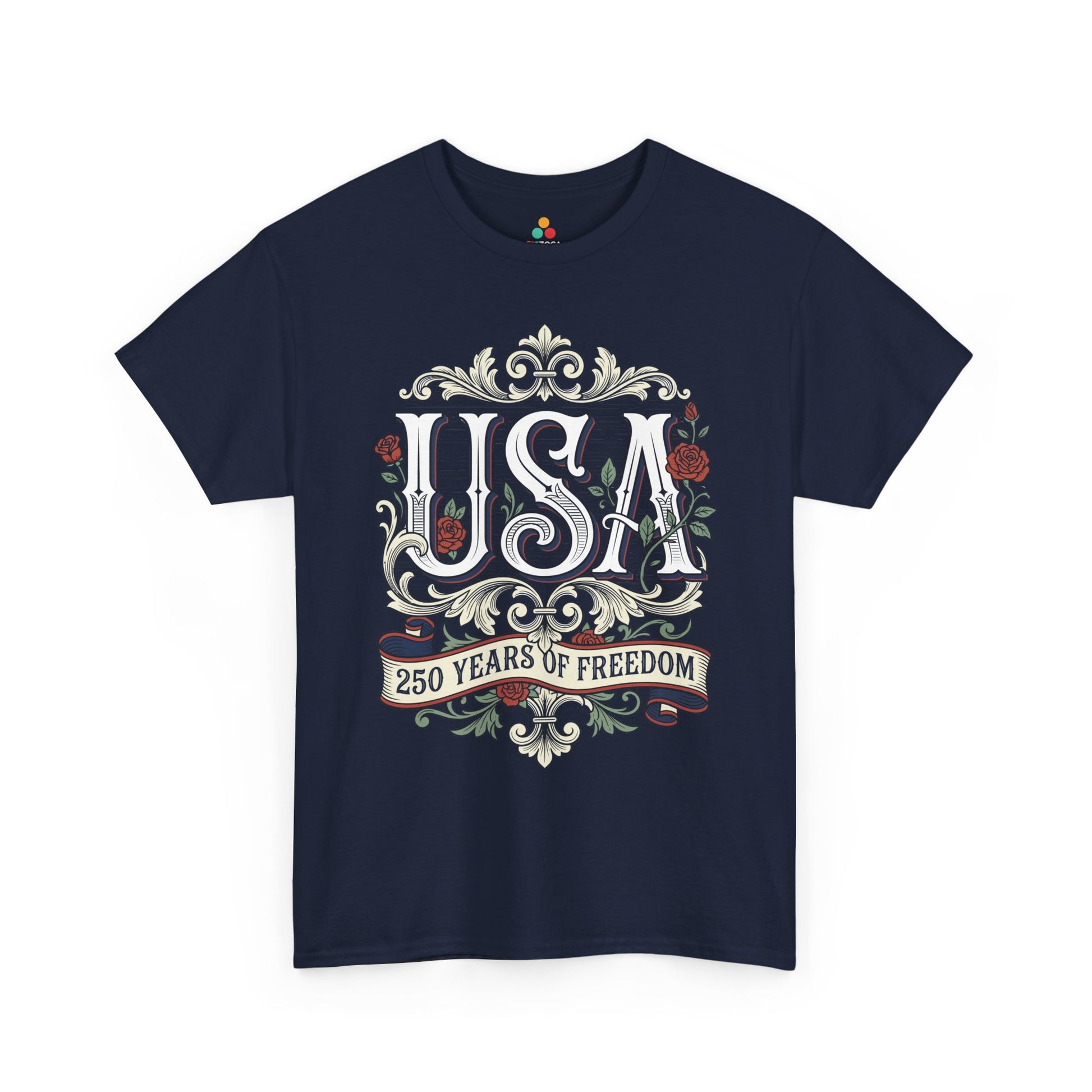 TEEZOCA 250th Anniversary Floral Shirt T-shirt designed for 4th of July parades, Memorial Day, and patriotic gifts.
