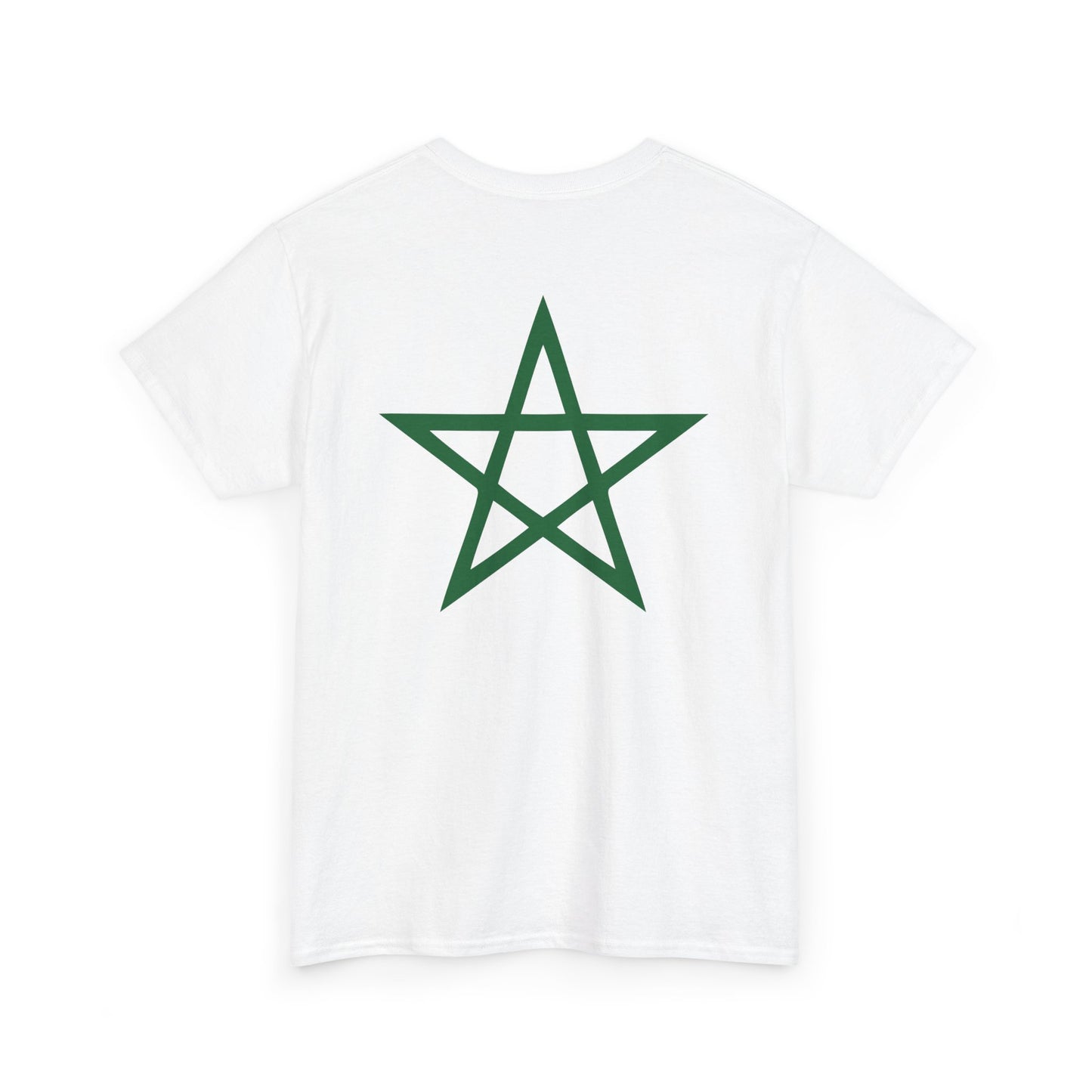 TEEZOCA 2 Sided Morocco Flag Classic White T-Shirt Moroccan National Football Supporter Shirt Back Print