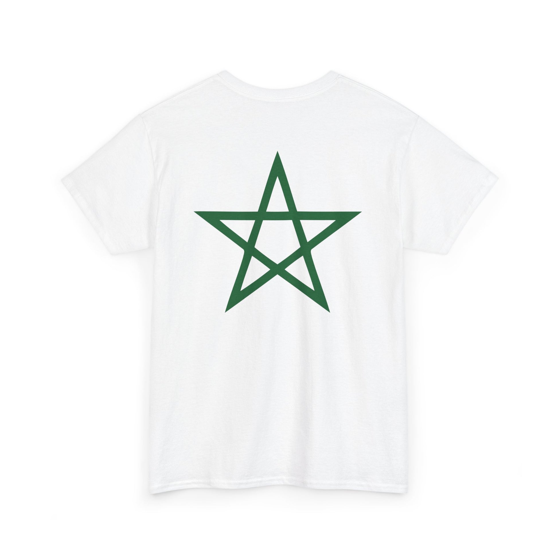 TEEZOCA 2 Sided Morocco Flag Classic White T-Shirt Moroccan National Football Supporter Shirt Back Print