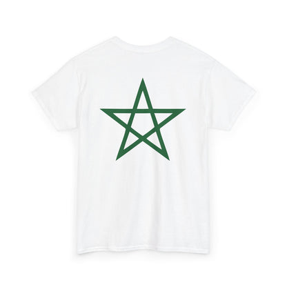 TEEZOCA 2 Sided Morocco Flag Classic White T-Shirt Moroccan National Football Supporter Shirt Back Print