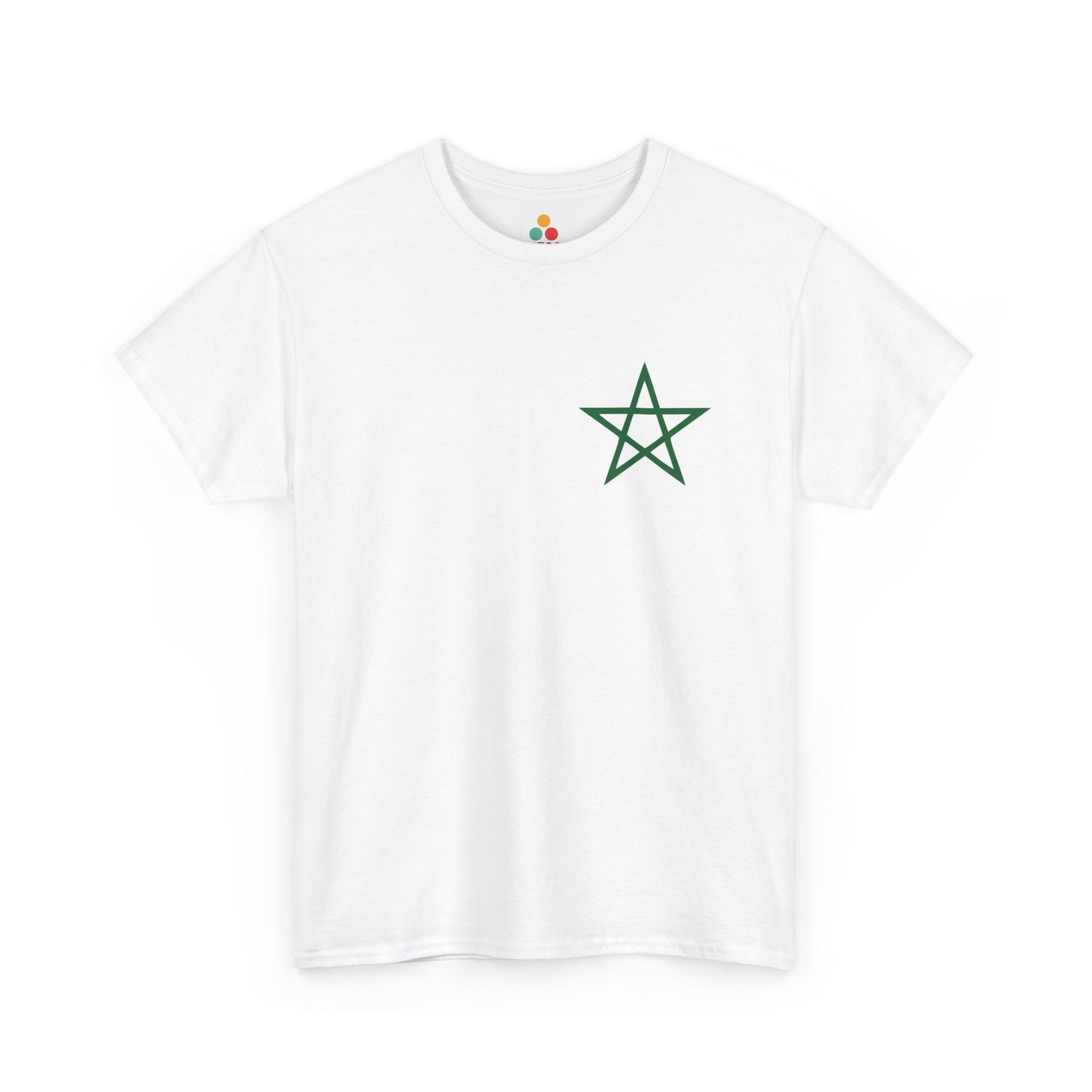 TEEZOCA 2 Sided Morocco Flag Classic White T-Shirt Moroccan National Football Supporter Shirt Front Print