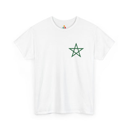 TEEZOCA 2 Sided Morocco Flag Classic White T-Shirt Moroccan National Football Supporter Shirt Front Print