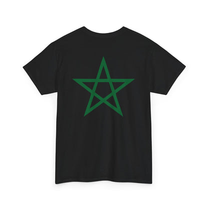 TEEZOCA 2 Sided Morocco Flag Classic black T-Shirt Moroccan National Football Supporter Shirt Back Print