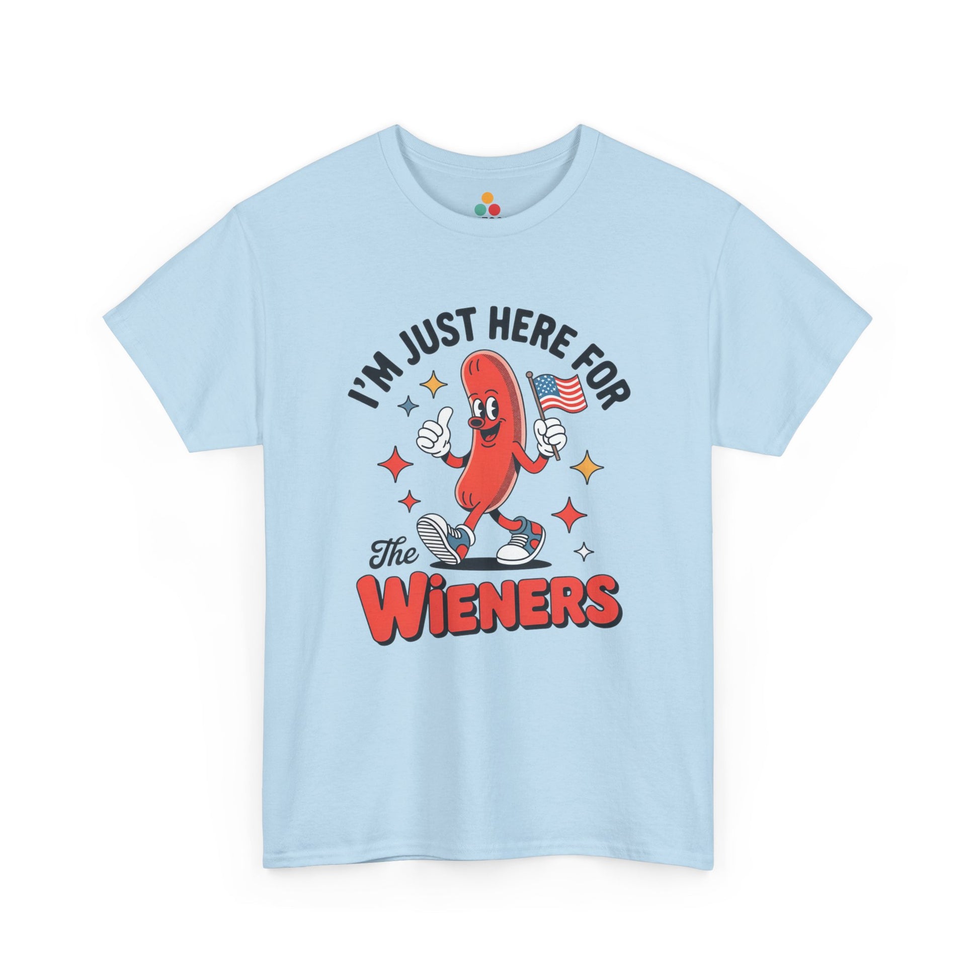 TEEZOCA 4th of July Hot Dog Shirt t-shirt for cookouts, BBQ humor, and backyard grilling party photos.
