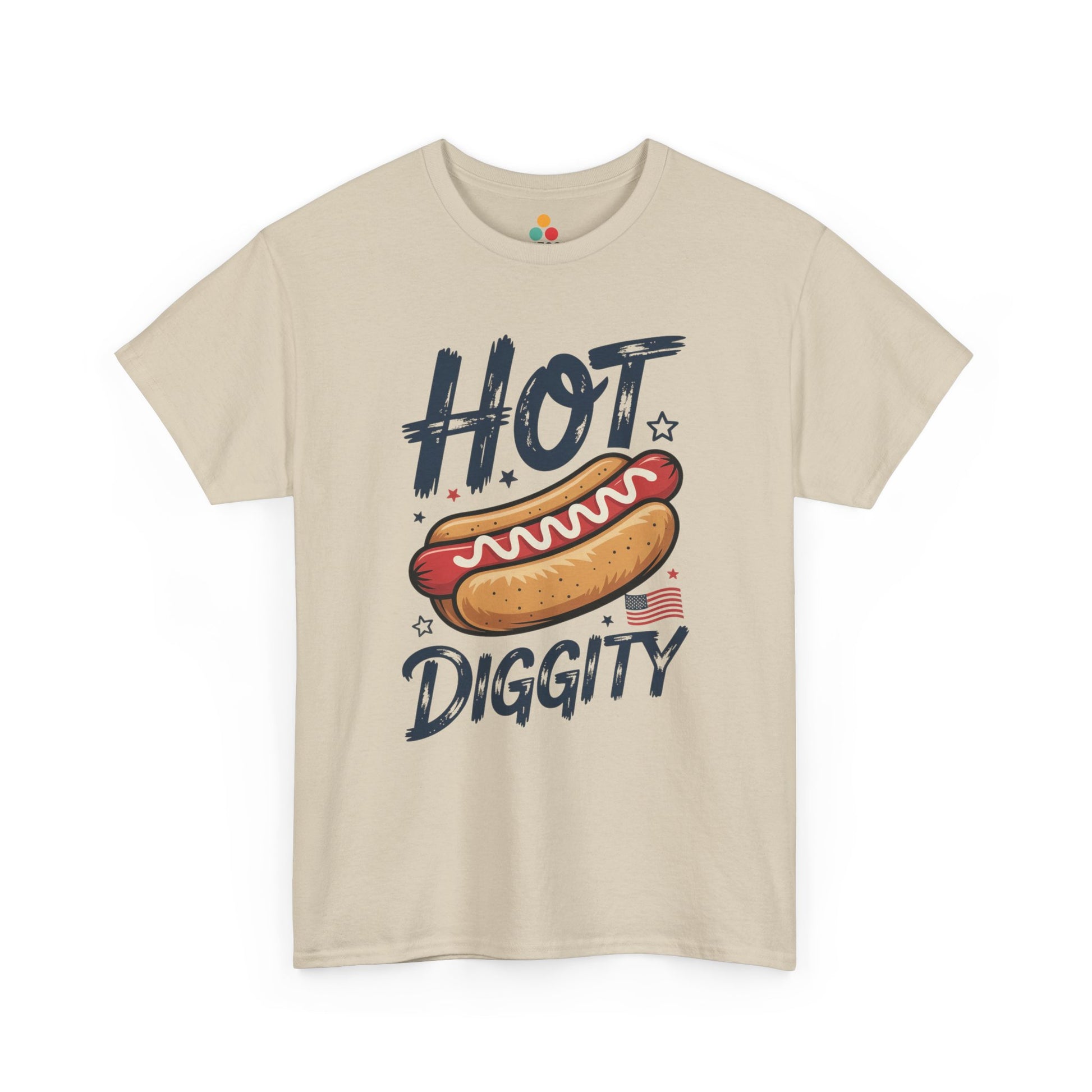 TEEZOCA 4th of July Hot Dog Shirt t-shirt with patriotic colors, small flag detail, and playful food pun artwork.
