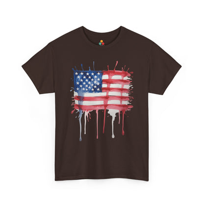 TEEZOCA 4th of July Shirt Men t-shirt showing a gritty American flag graphic for fireworks and BBQ gatherings.
