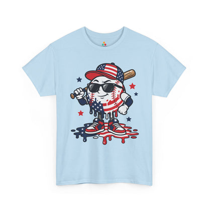 TEEZOCA 4th of July graphic tee with american flag baseball shirt artwork and funny baseball graphic shirt energy.
