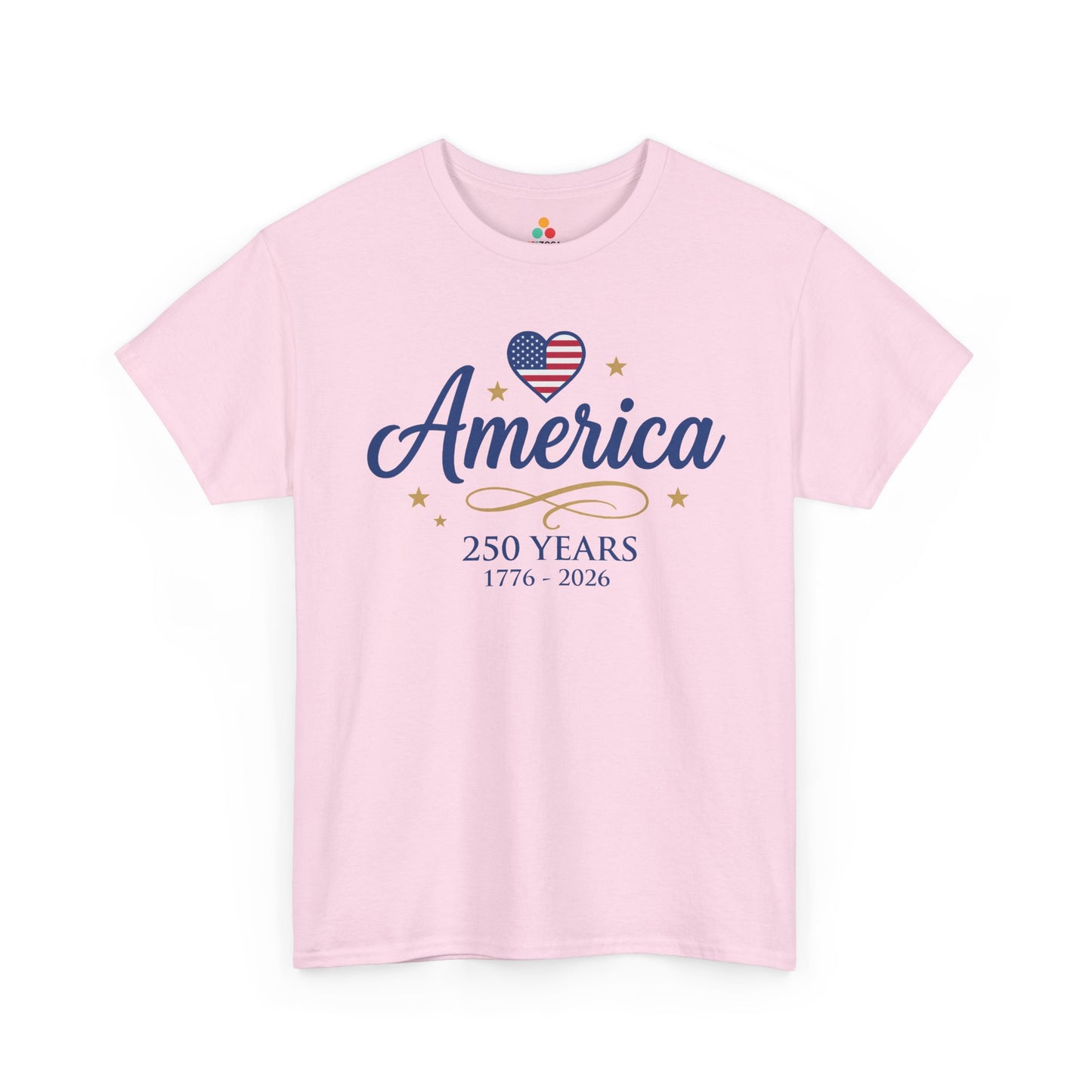 TEEZOCA 4th of July graphic tee with american heart shirt design, proud to be an American spirit, and formal 1776 2026 details.
