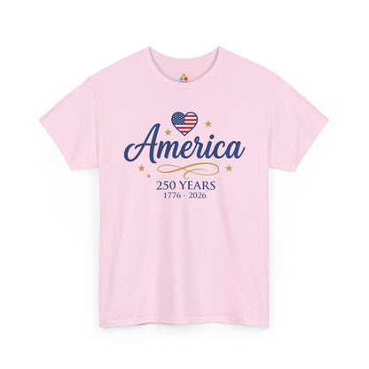TEEZOCA 4th of July graphic tee with american heart shirt design, proud to be an American spirit, and formal 1776 2026 details.
