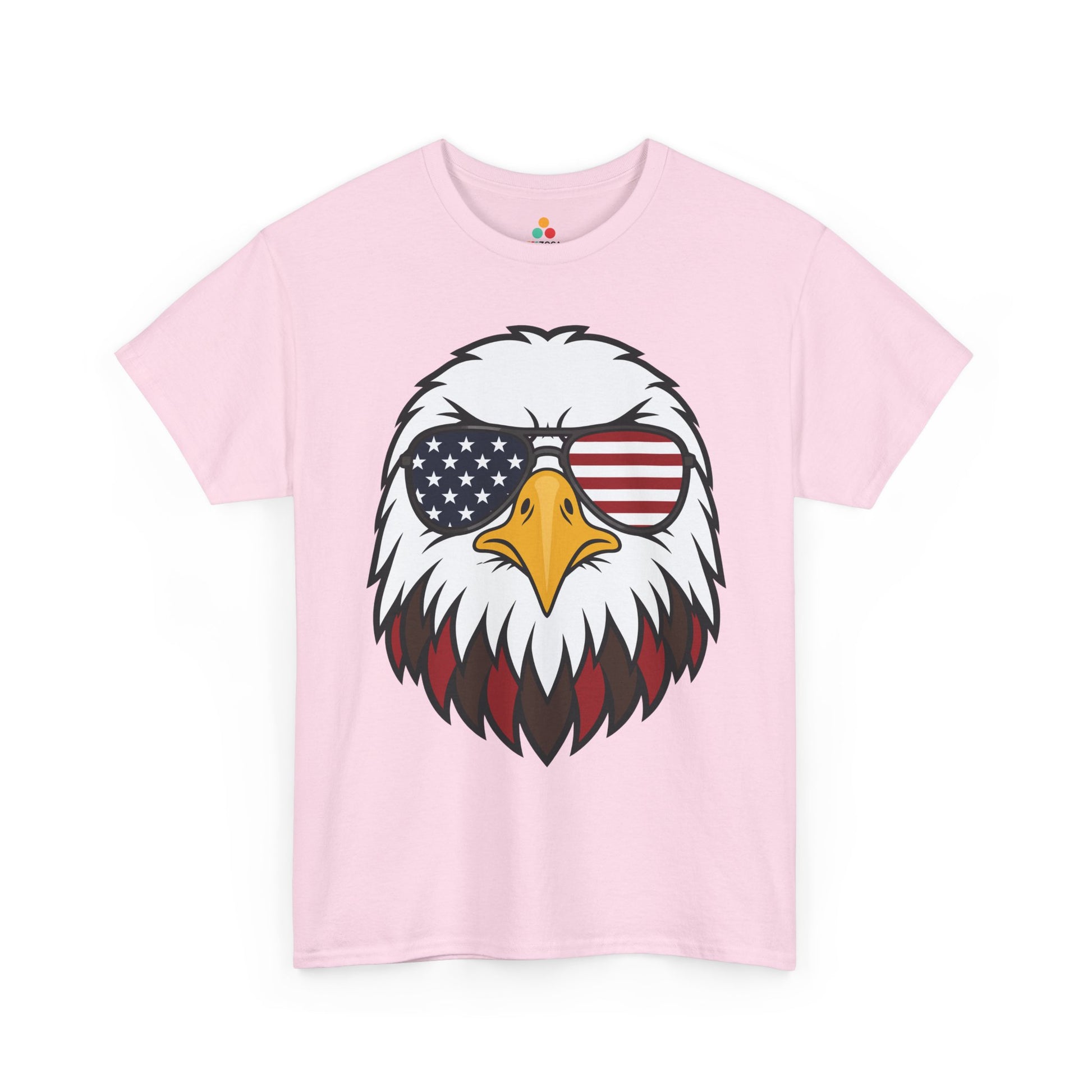 TEEZOCA 4th of July graphic tee with merica eagle shirt artwork, flag aviator sunglasses, and bold bald eagle gift appeal.
