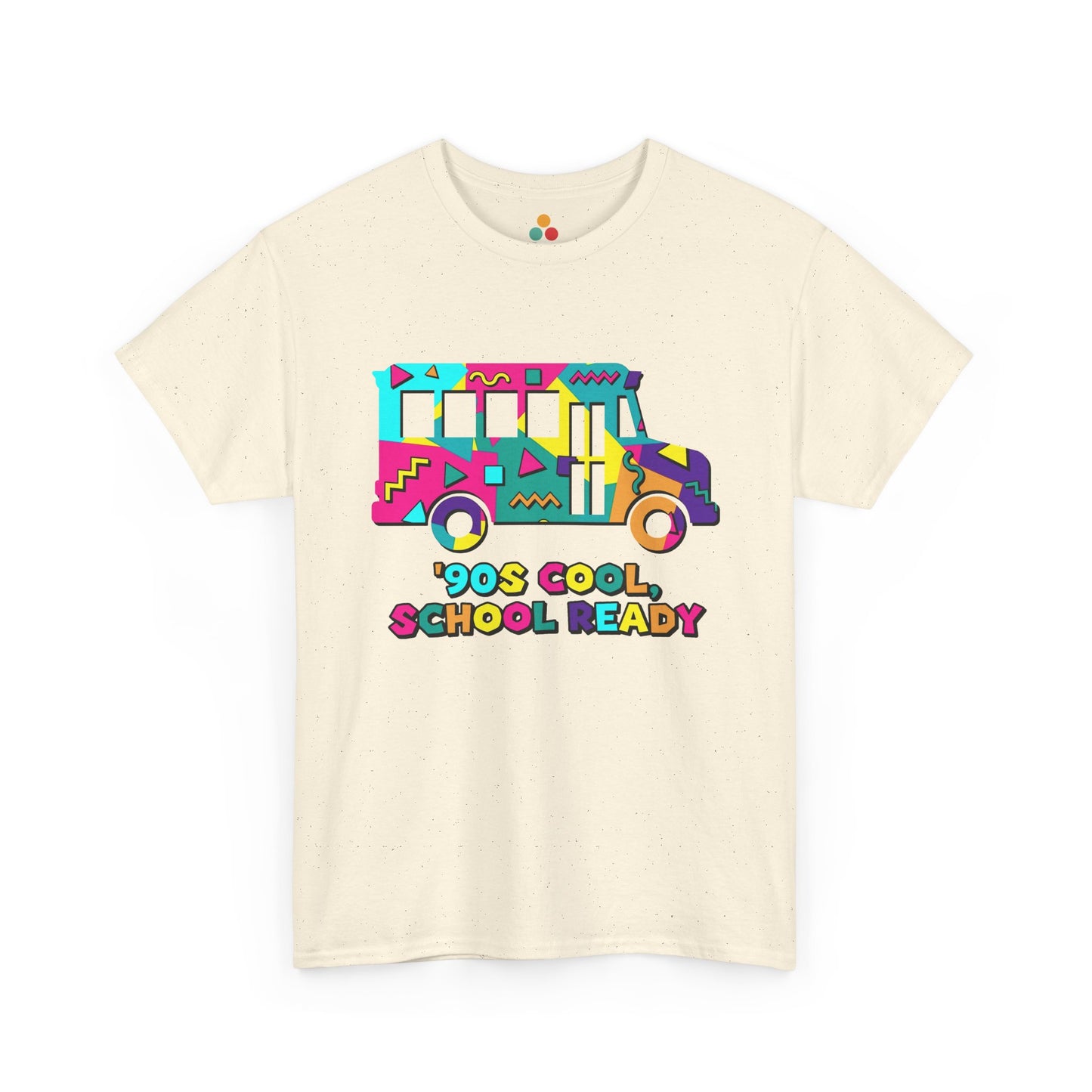 TEEZOCA 90s Cool School Ready SAND BEIGE T-Shirt – Retro Memphis Style Back to School Gift