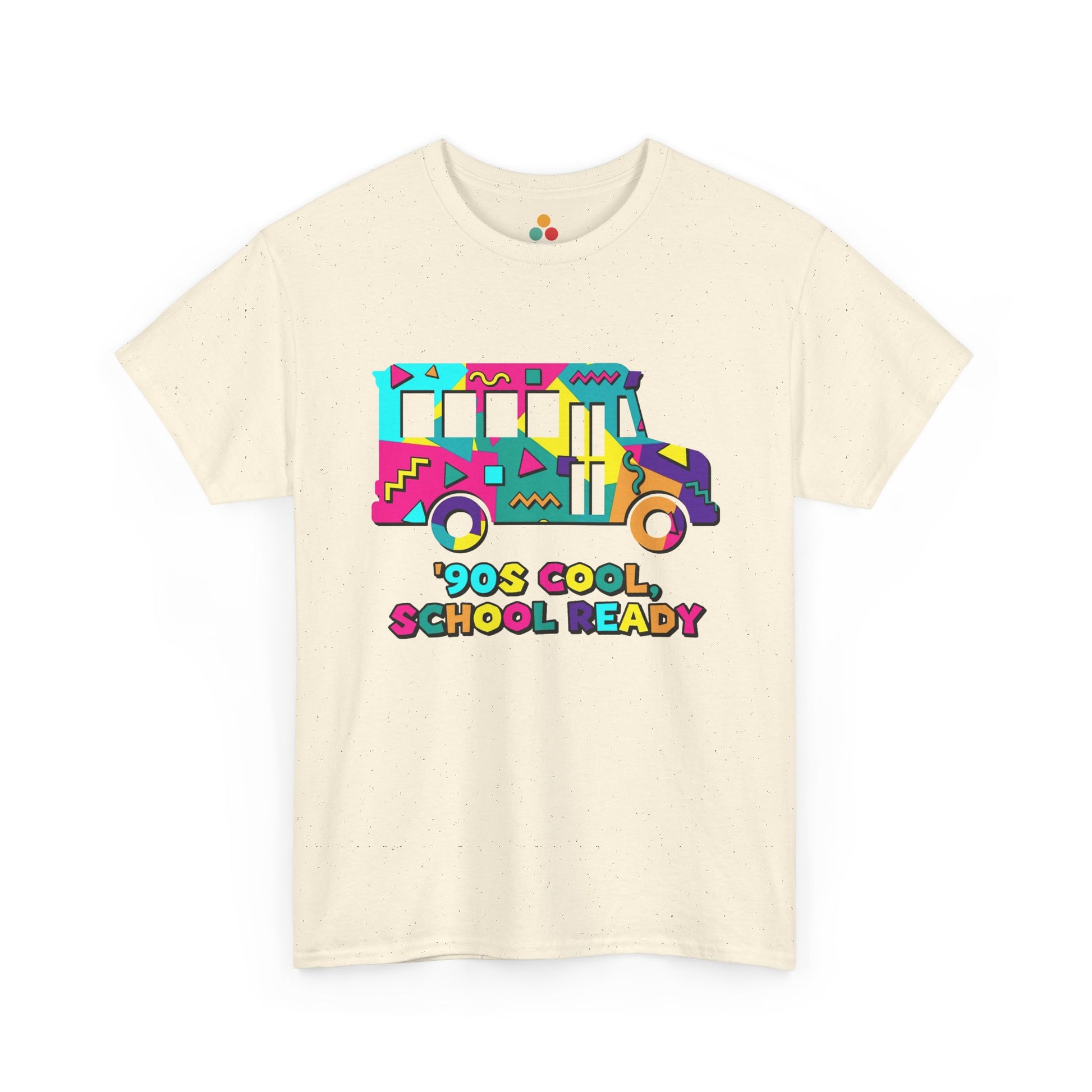 TEEZOCA 90s Cool School Ready SAND BEIGE T-Shirt – Retro Memphis Style Back to School Gift